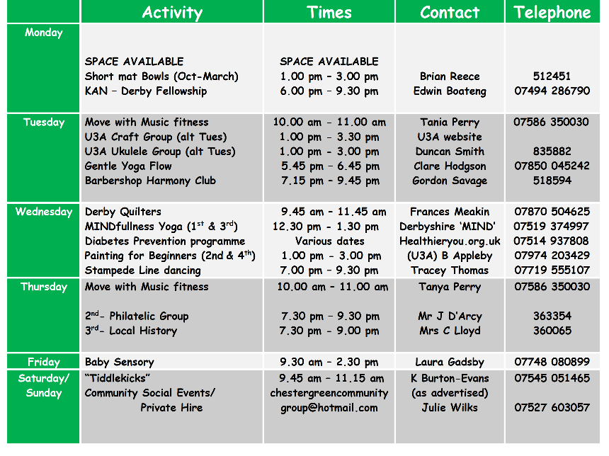 Weekly Timetable