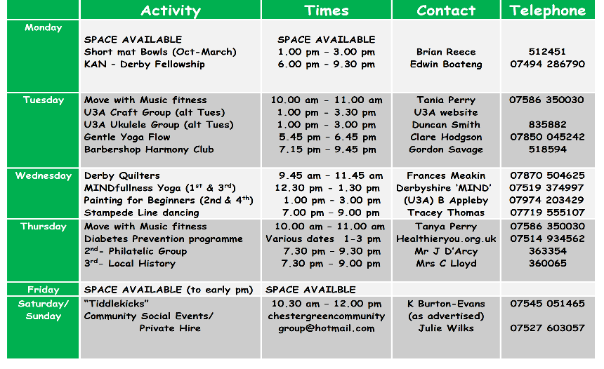 Weekly Timetable